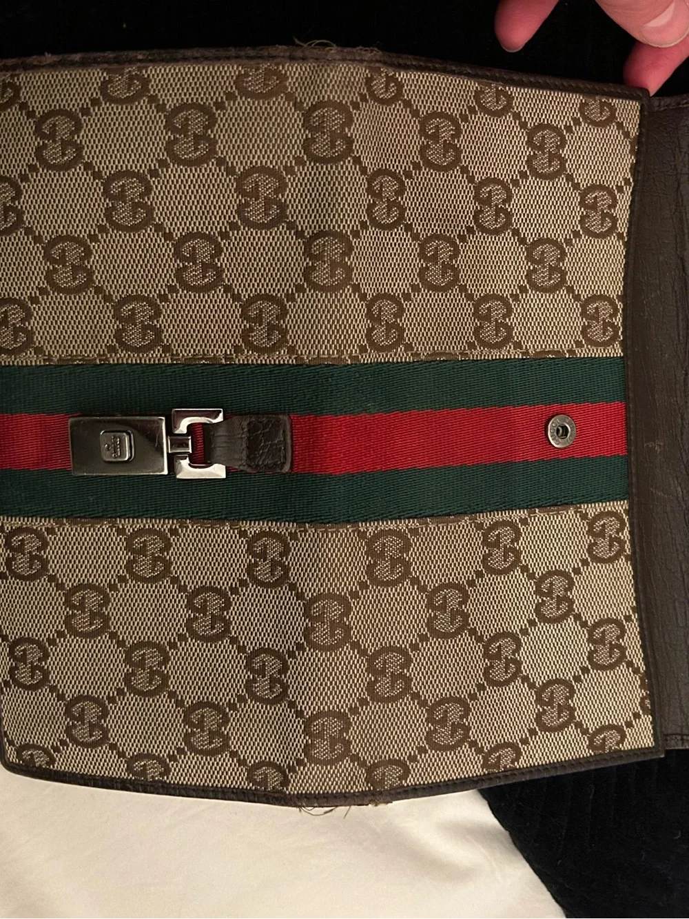 Gucci Brown GG Canvas Wallet with Green and Red Web Stripe - Picture 9 of 10
